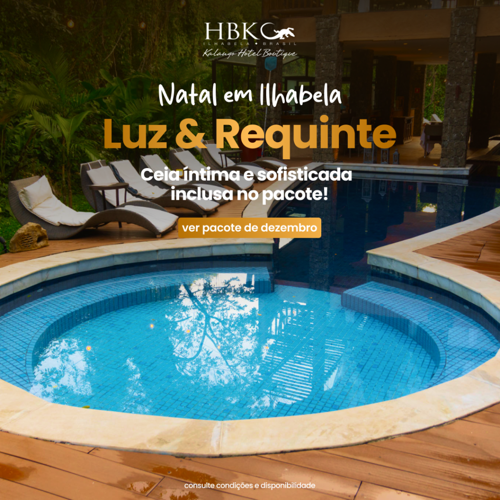 Pacote de Natal em Ilhabela no Kalango Hotel Boutique, com piscina, área de lazer e ambiente sofisticado para aproveitar as festas de fim de ano.